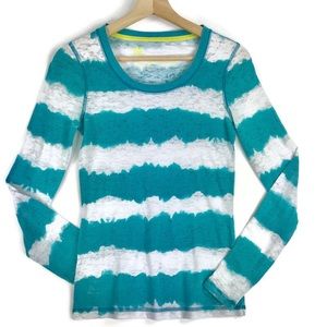 Burnout Casual Top Teal White Stripes LS